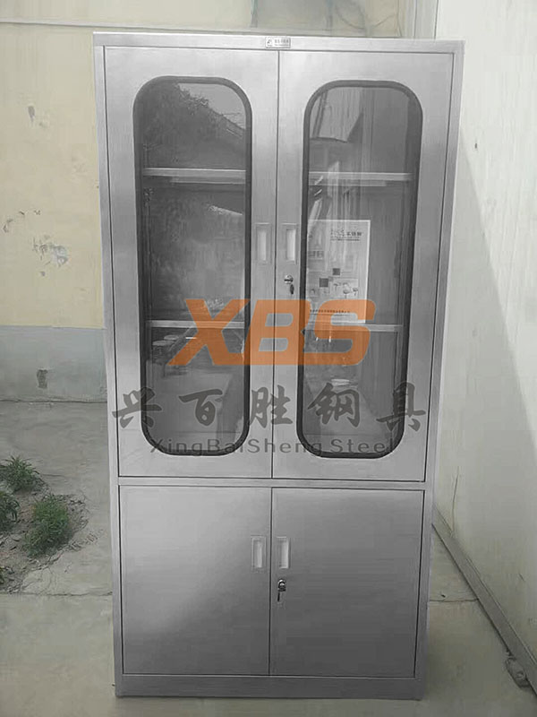 深圳不锈钢系列厂家,新款不锈钢上玻下铁对开柜     定制产品